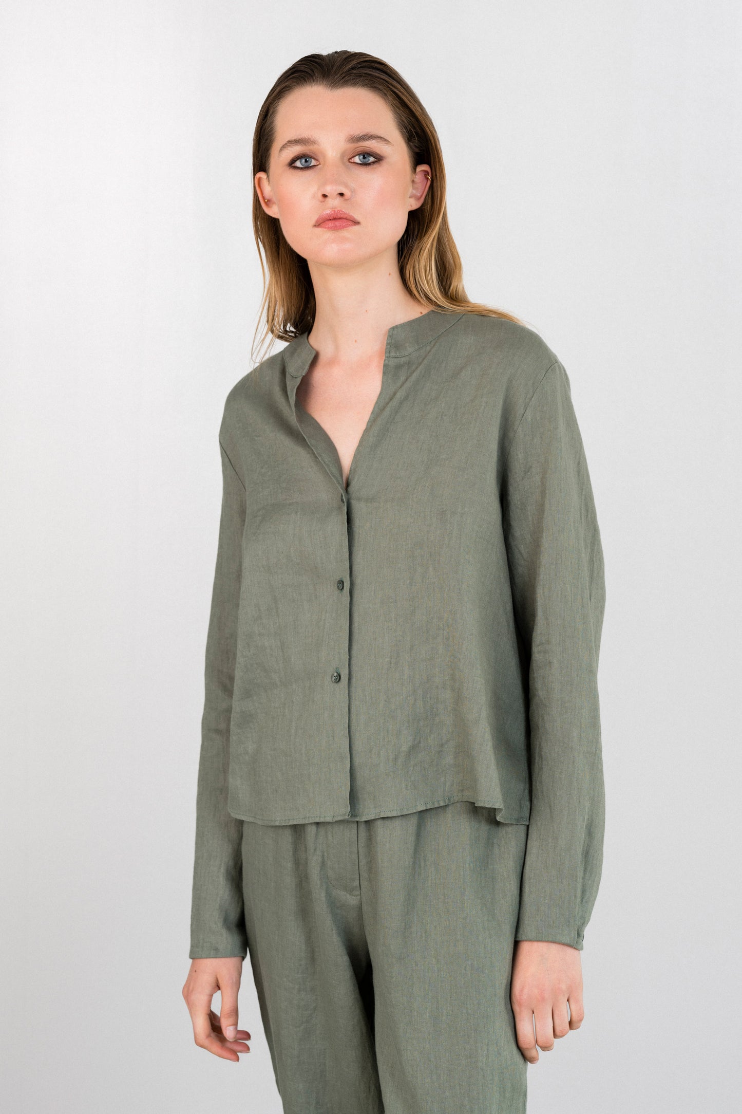LINEN CROPPED SHIRT