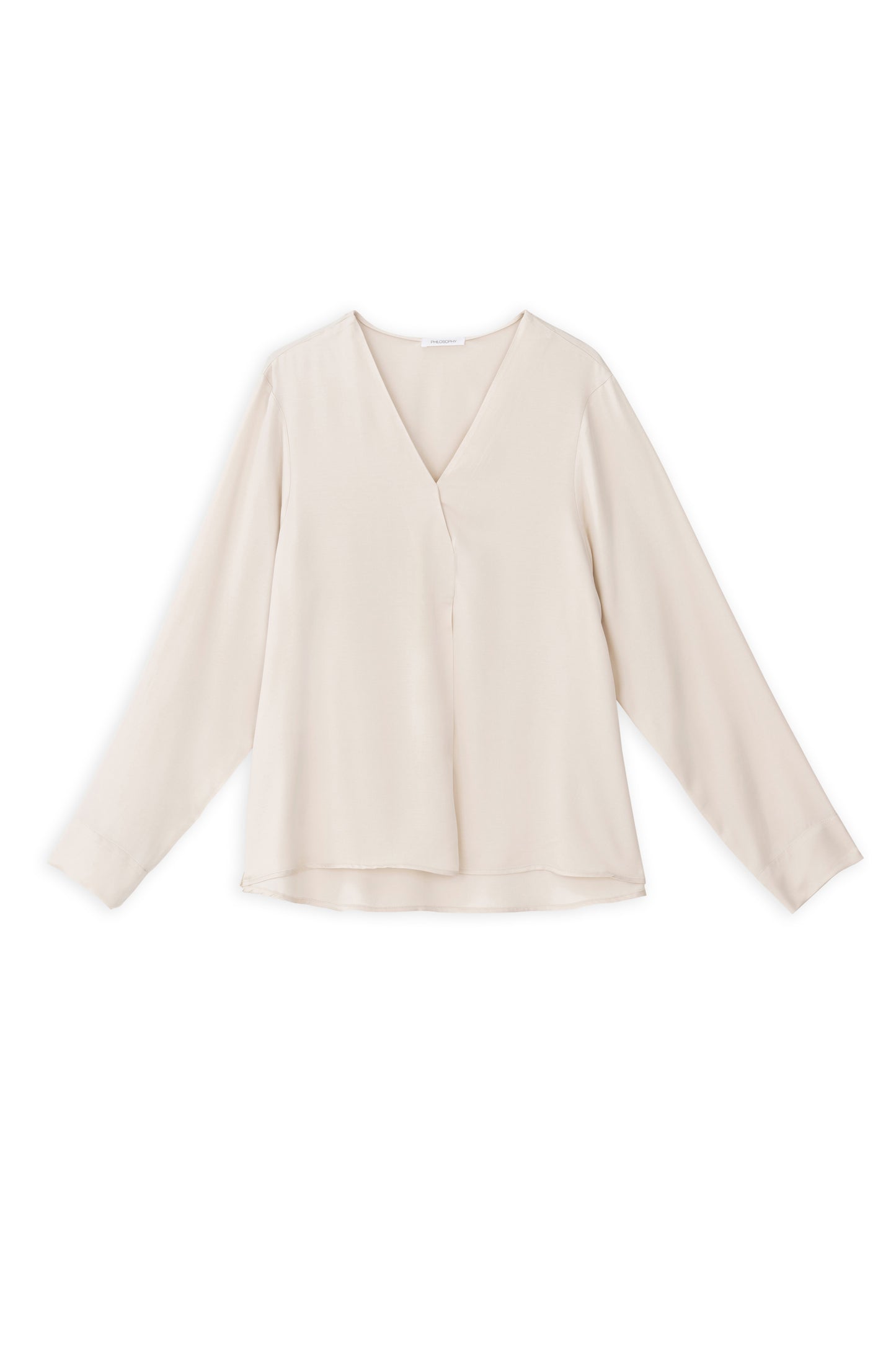 SATIN ECOVERO V NECK BLOUSE