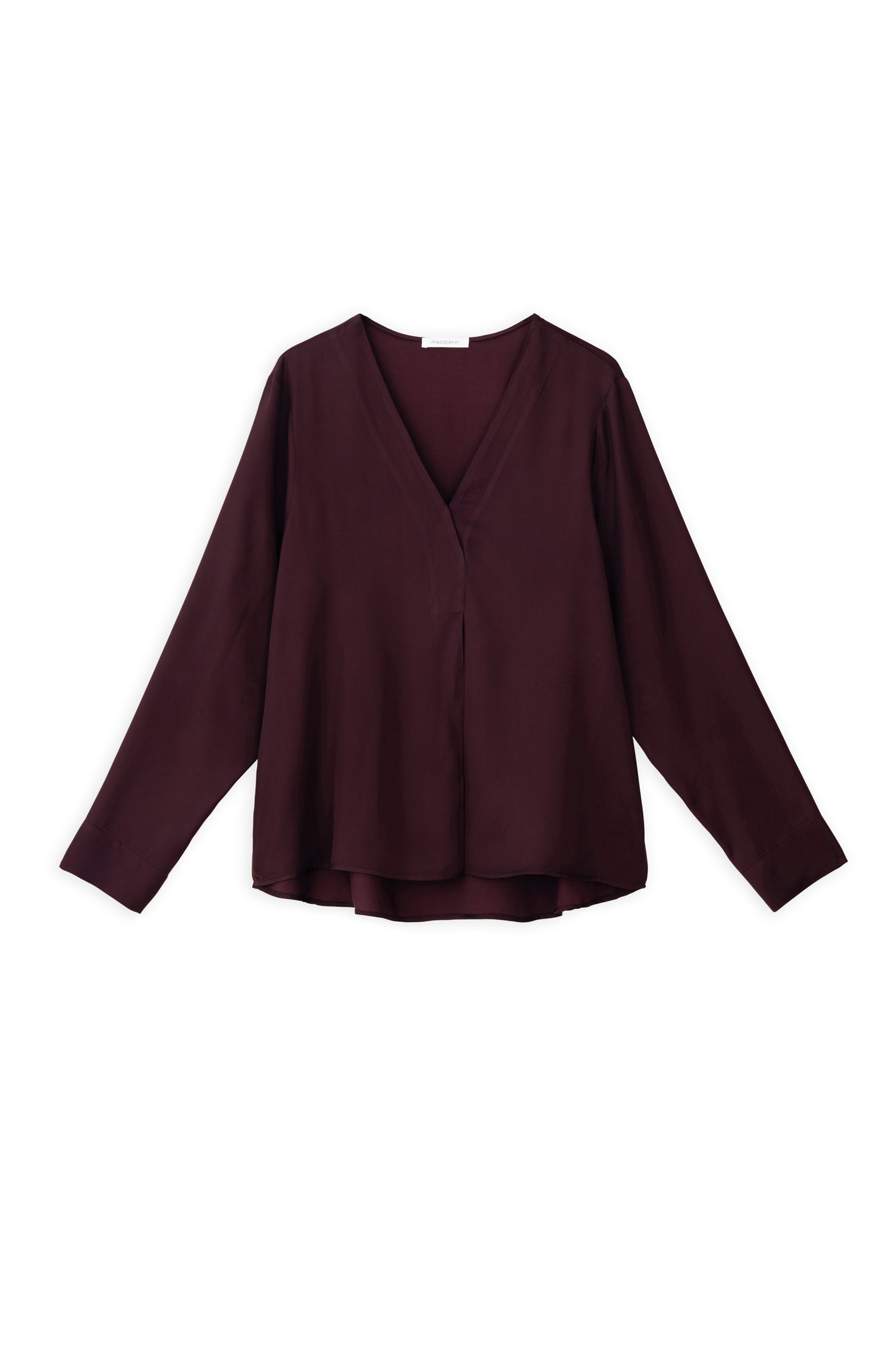 SATIN ECOVERO V NECK BLOUSE
