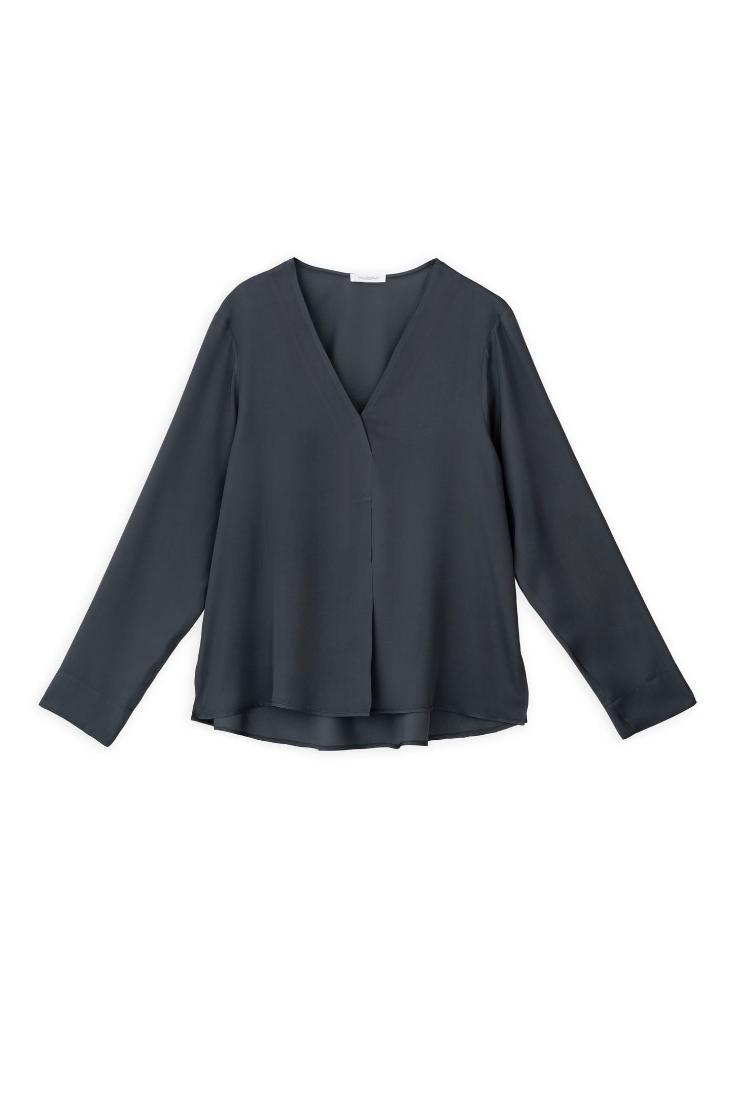 SATIN ECOVERO V NECK BLOUSE