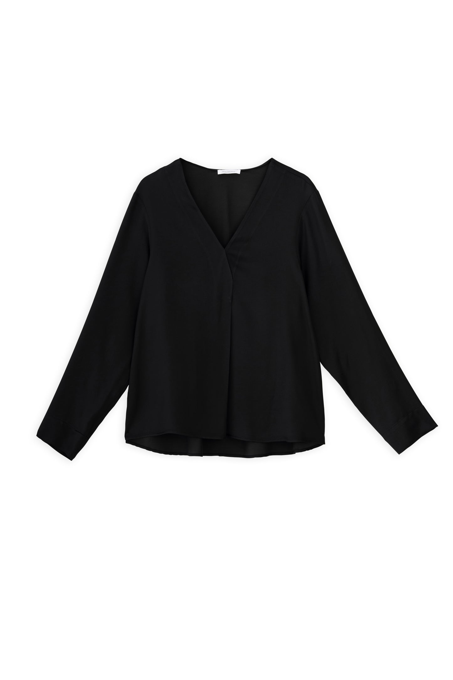 SATIN ECOVERO V NECK BLOUSE