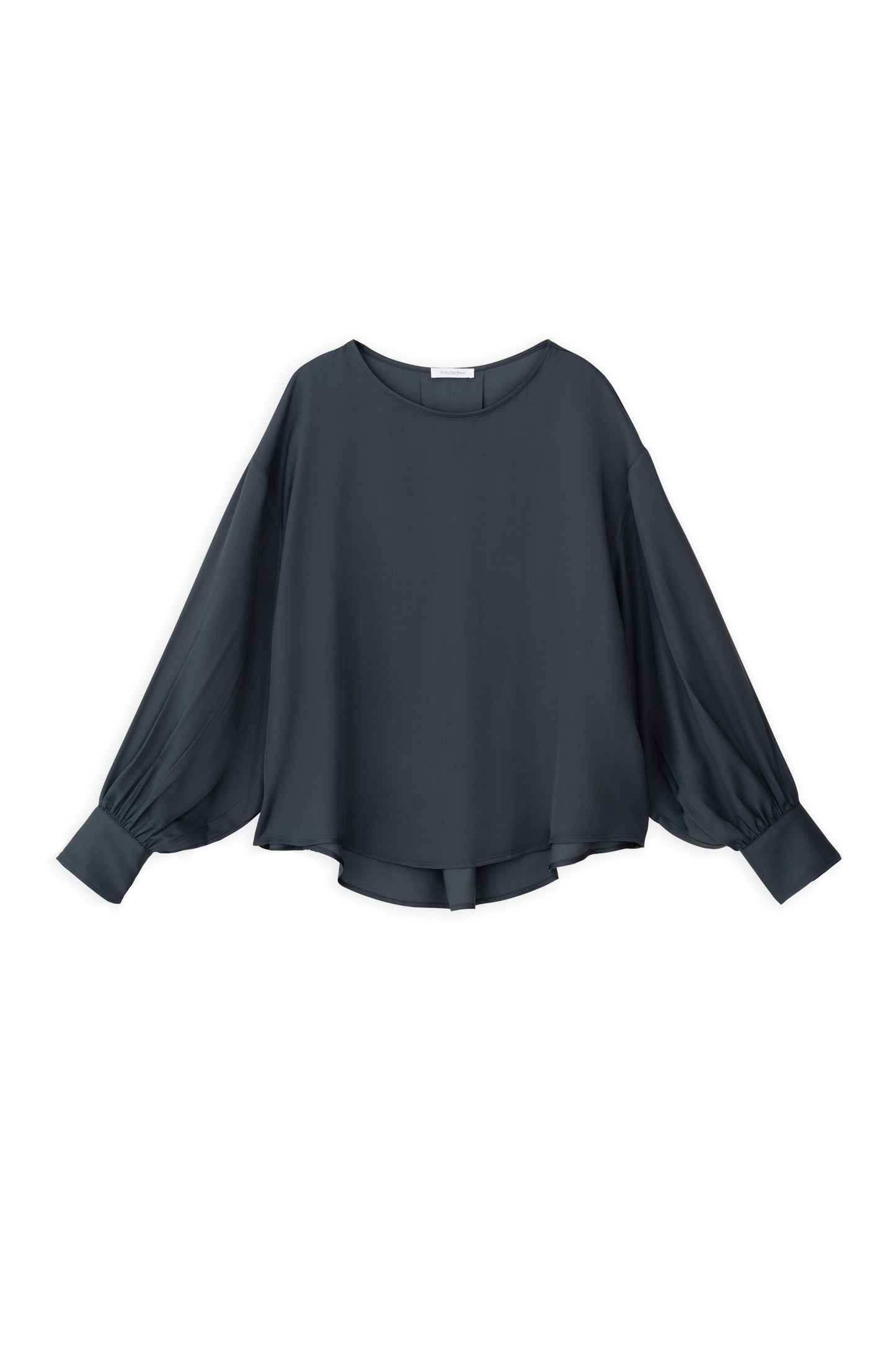 SATIN ECOVERO ROUND NECK CROPPED TOP