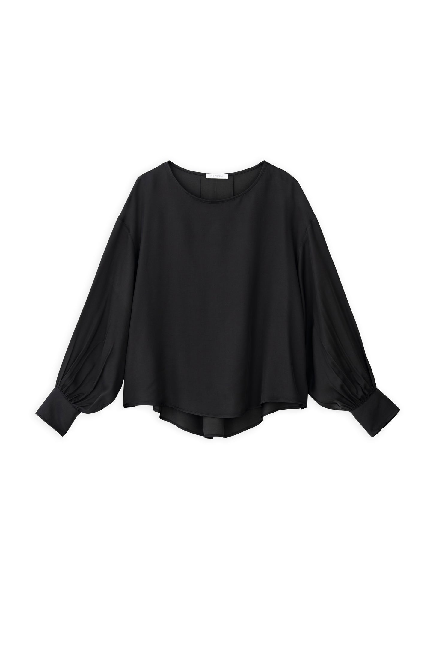 SATIN ECOVERO ROUND NECK CROPPED TOP