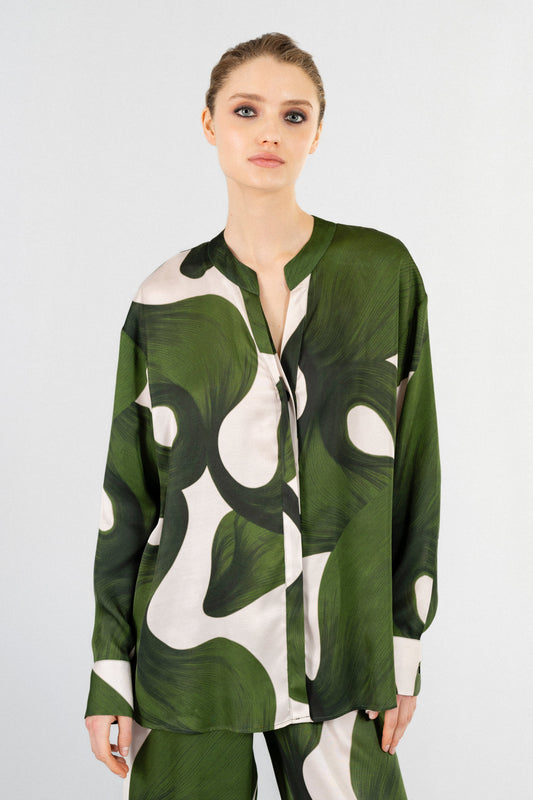 SATIN PRINT OVERSIZED SHIRT