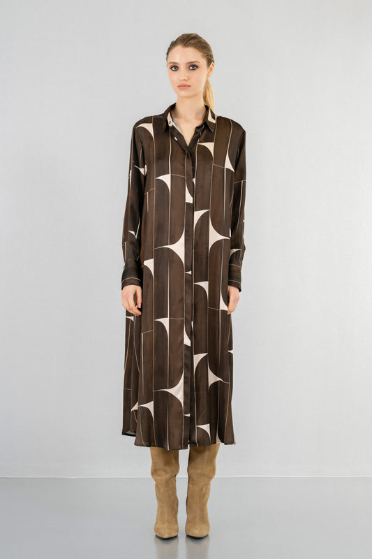 SATIN PRINT SHIRTDRESS