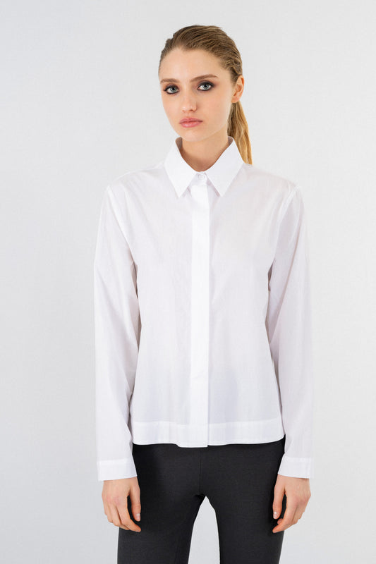 POPLIN CRINKLED CROPPED SHIRT