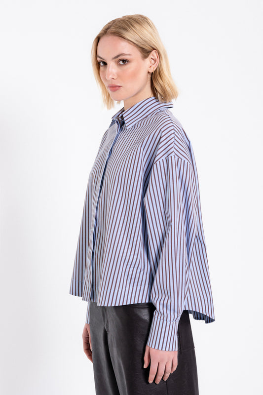 POPLIN STRIPES CROPPED SHIRT