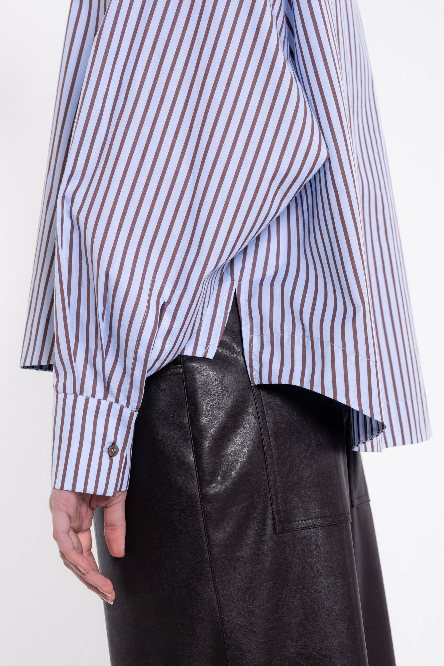 POPLIN STRIPES CROPPED SHIRT