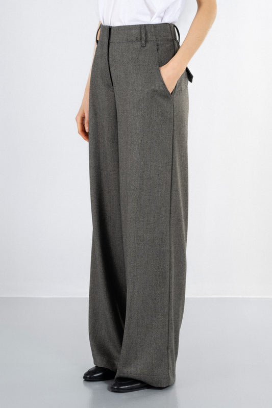 MELANGE T/R WIDE-LEG PANTS