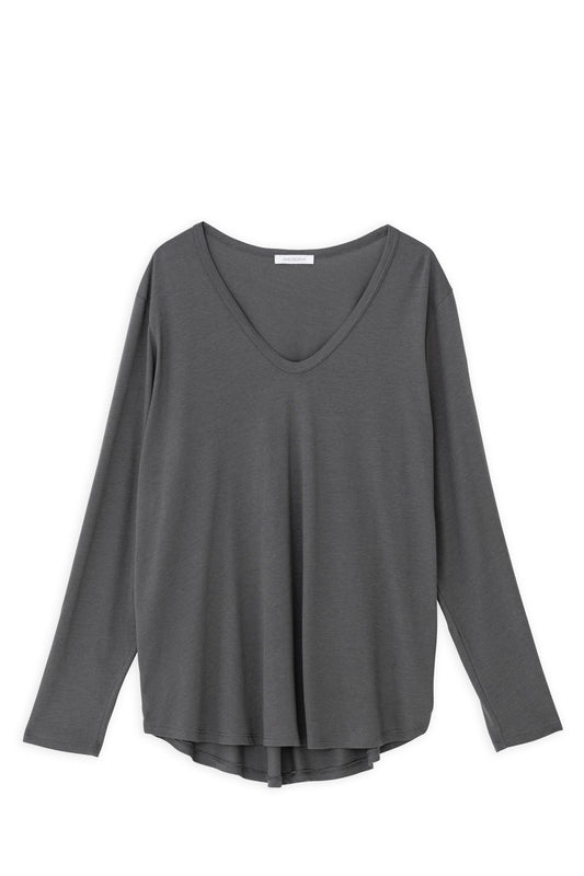ORGANIC JERSEY OVERSIZED V NECK TOP
