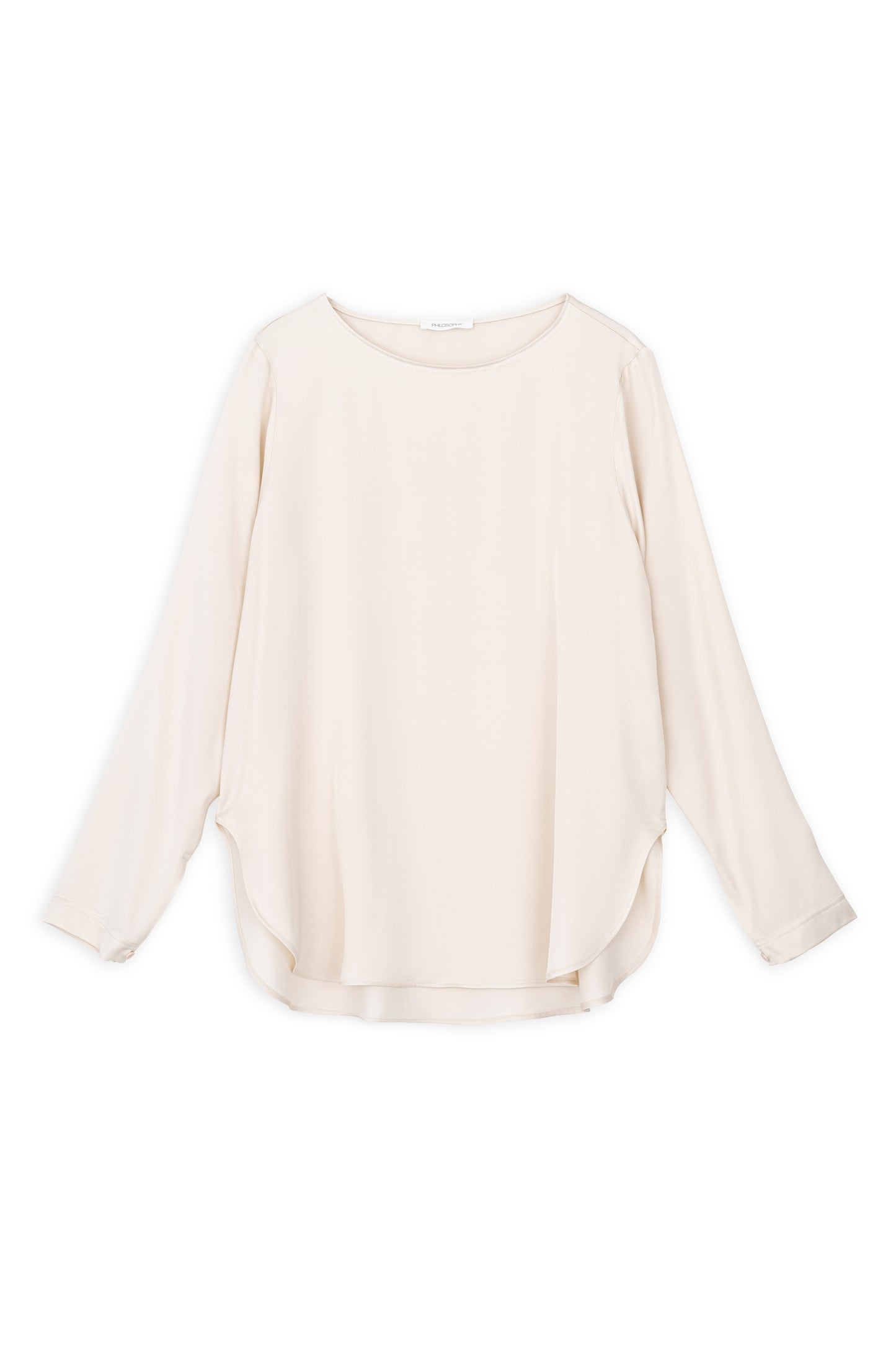 SATIN ECOVERO ROUND NECK BLOUSE