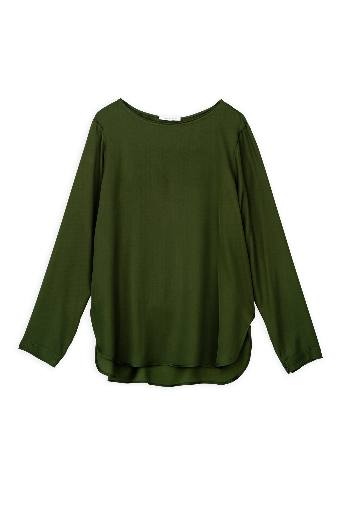 SATIN ECOVERO ROUND NECK BLOUSE