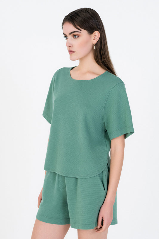 FUTTER WAFFLE CROPPED TOP